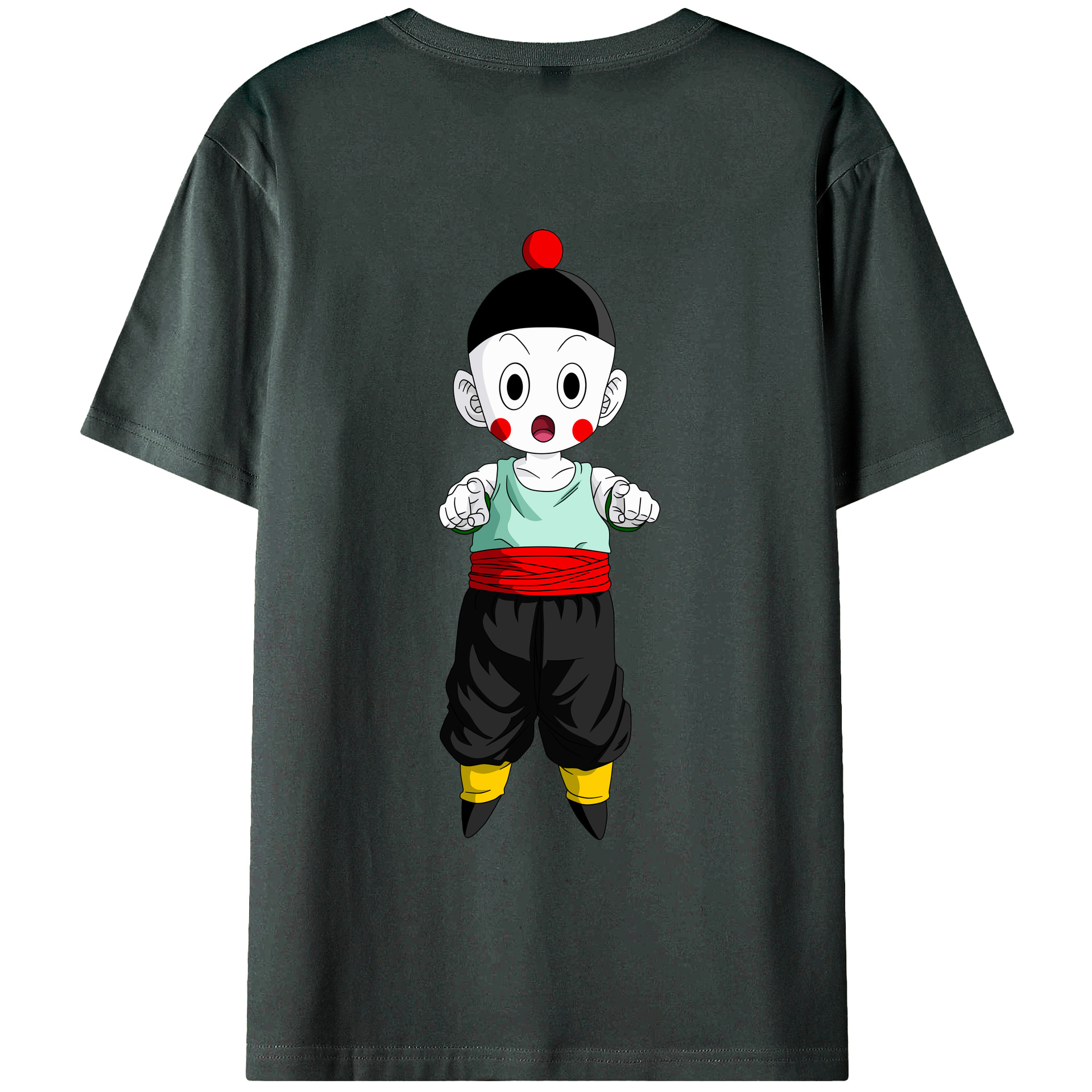 （画像用） ドラゴンボール 餃子（チャオズ）DRAGON BALL Chaoz 綿100％ メンズ半袖Tシャツ（バックプリント） 通気性